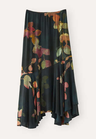 Asymmetric fluted hem skirt, Charcoal plum, webstill