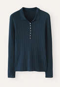 Ribbed polo sweater, Dark petrol, webstill