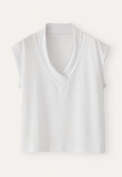 Fold-over v-neck top, White, webstill