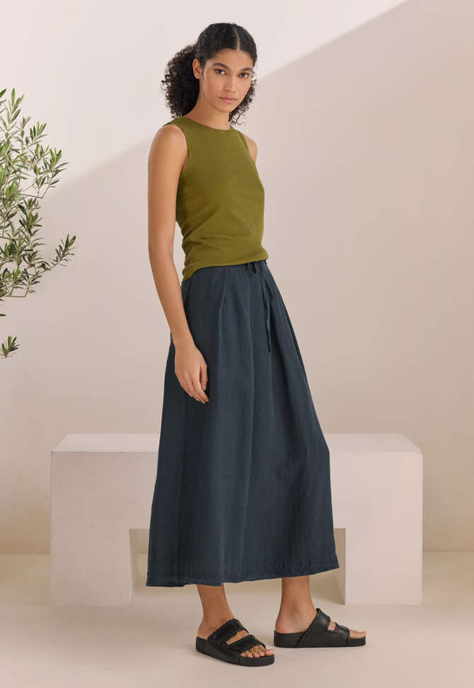 Pleat-detail skirt, Midnight, completeTheLook