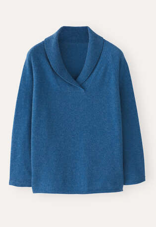 Shawl-collar sweater, Soft indigo, webstill