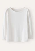 Pleated-sleeve jersey top, White, webstill