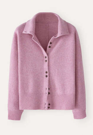Funnel-neck cardigan, Pale raspberry, webstill
