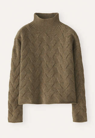 Cable sweater, Moss taupe, webstill