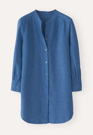 Long curved-hem shirt, Indigo, webstill