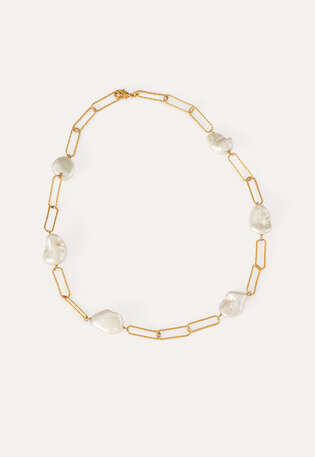 Pearl & chain necklace, Gold and pearl, webstill