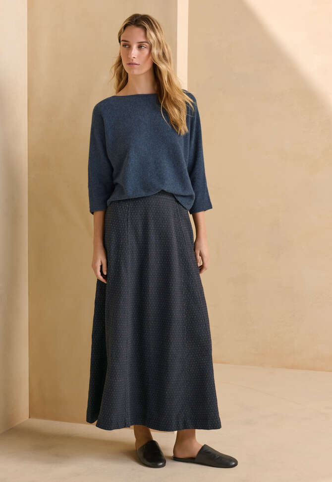 Long godet skirt, Petrol rust, completeTheLook