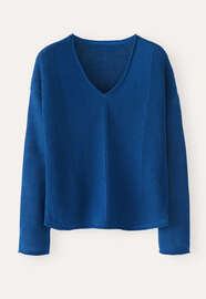 V-neck ribbed panel sweater, Azure, webstill