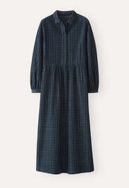 Checked dress, Petrol blue, webstill