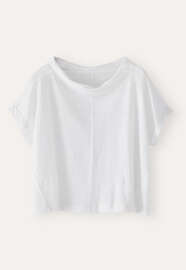 Turned-over neck top, White, webstill