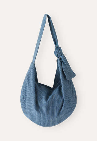 Padded shoulder-bag with tie, Petrol blue, webstill