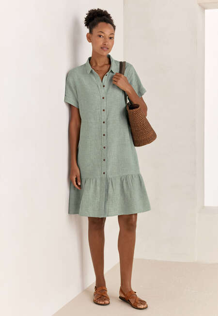 Gathered hem-seam dress, Golden ocean, completeTheLook
