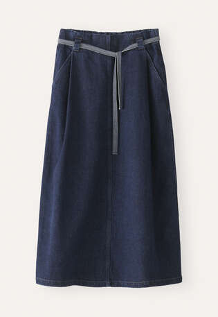 Pleat-front skirt, Dark denim, webstill