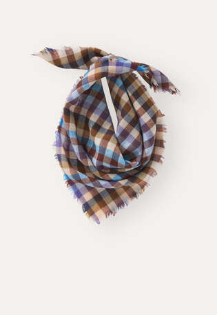Checked scarf, Brown and blue, webstill