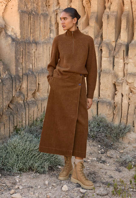 Wrap over skirt, Tobacco, completeTheLook