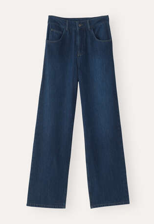 Indigo straight-leg jeans, Dark mid wash, webstill