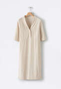 Shawl-collar viscose linen dress, Pale natural, webstill