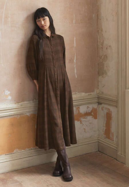 Long button-through dress, Chestnut brown, completeTheLook