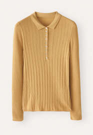 Ribbed polo sweater, Honey yellow, webstill
