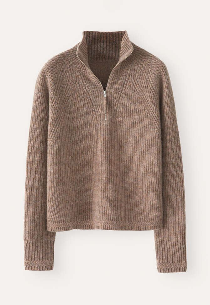 Zip-front sweater, Latte, completeTheLook