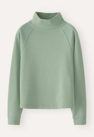 Funnel-neck sweatshirt, Dark aqua, webstill