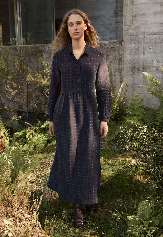 Cross-pattern dress, Dark prune, completeTheLook