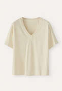 V-neck T-shirt, Ecru, webstill