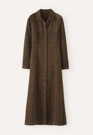 Cord panelled dress, Peat, webstill