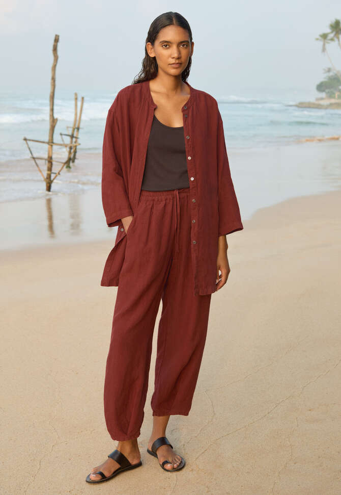 Long side-button shirt, Chilli brown, completeTheLook