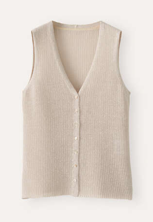 Sleeveless knitted top, Natural, webstill