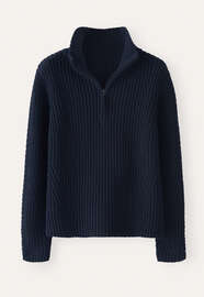 Zip-neck sweater, Blue black, webstill