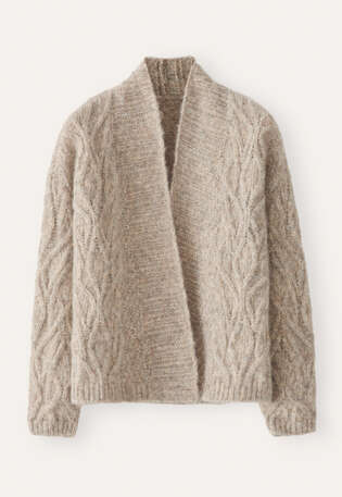 Cable-stitch cardigan, Fawn grey, webstill