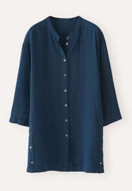 Long side-button shirt, Petrol ink, webstill