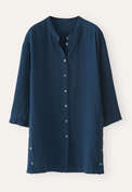Long side-button shirt, Petrol ink, webstill