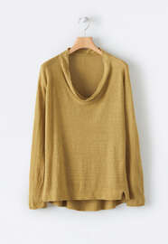 Cowl-neck linen sweater, Yellow ochre, webstill