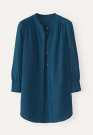 Long curved-hem shirt, Petrol ink, webstill