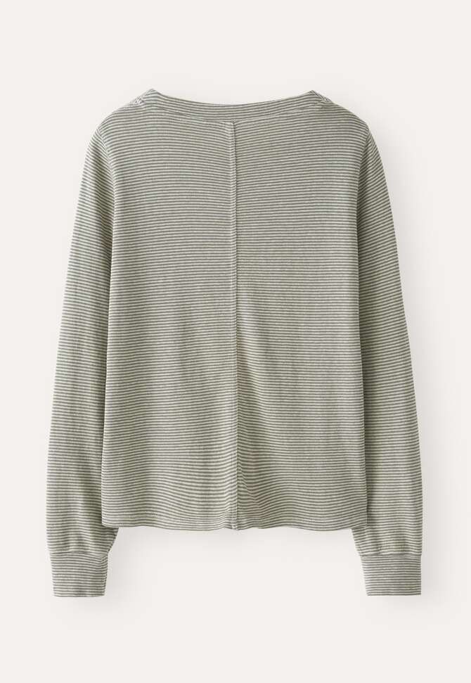 Striped Henley top, Mint grey, completeTheLook