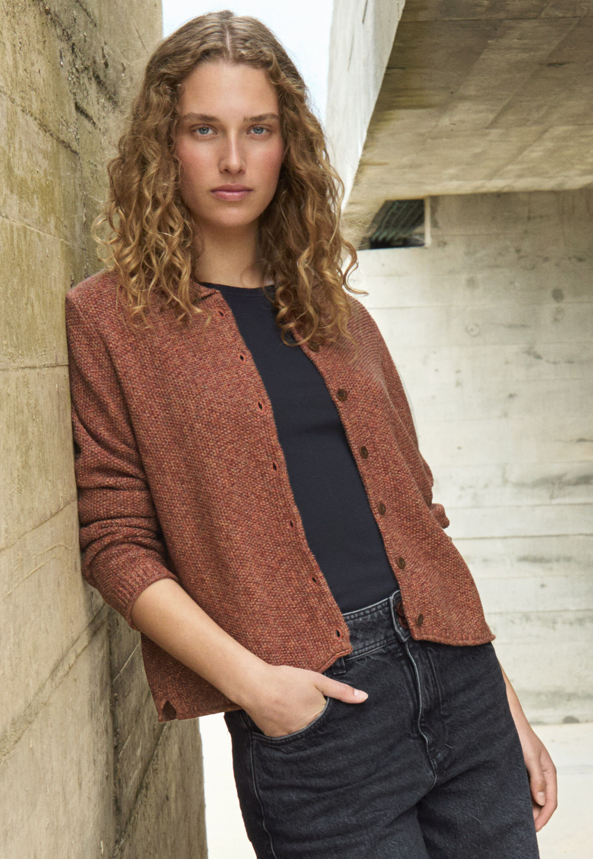 Moss-stitch cardigan