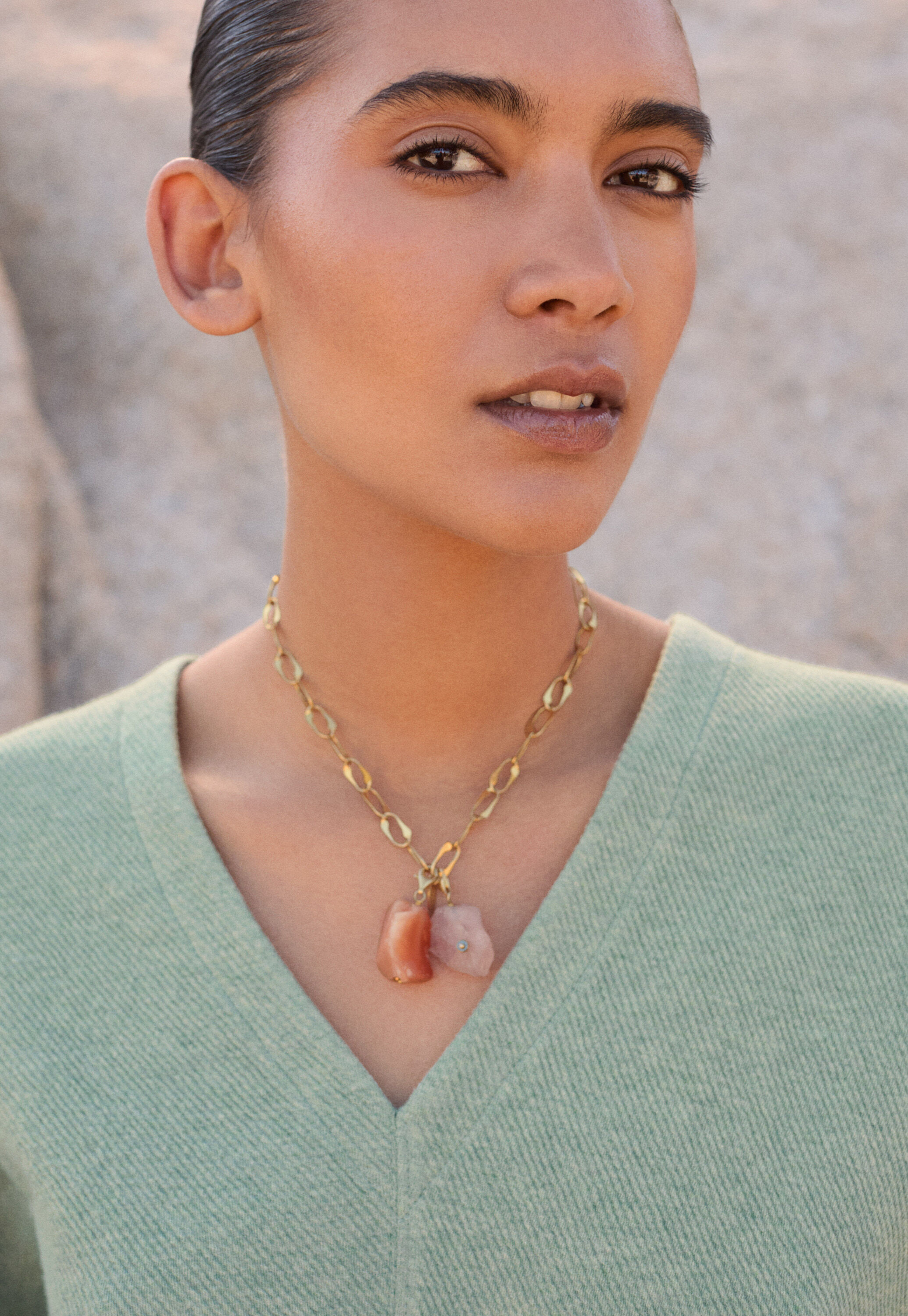 Chain necklace, Gold, large