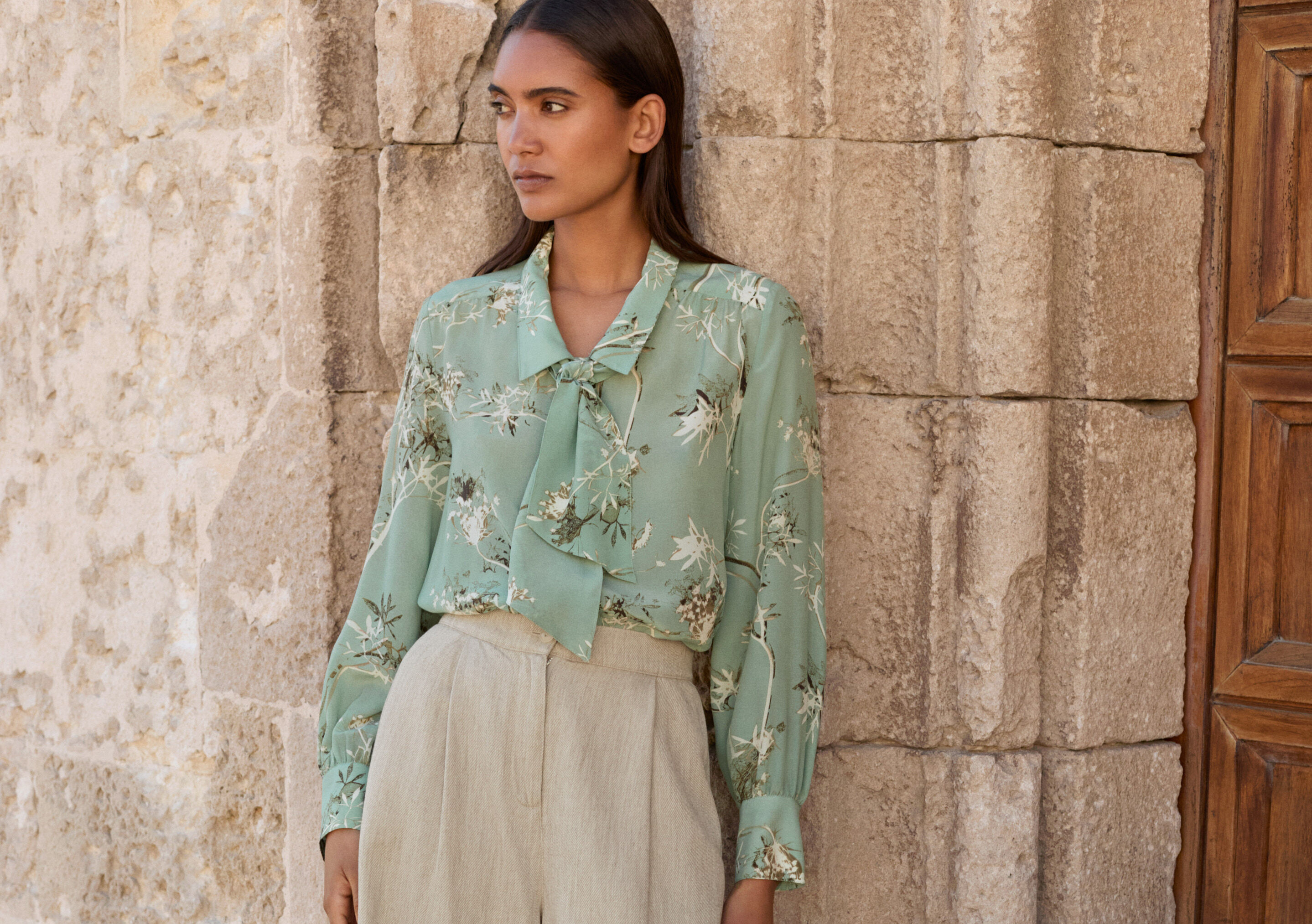 Printed tie-blouse