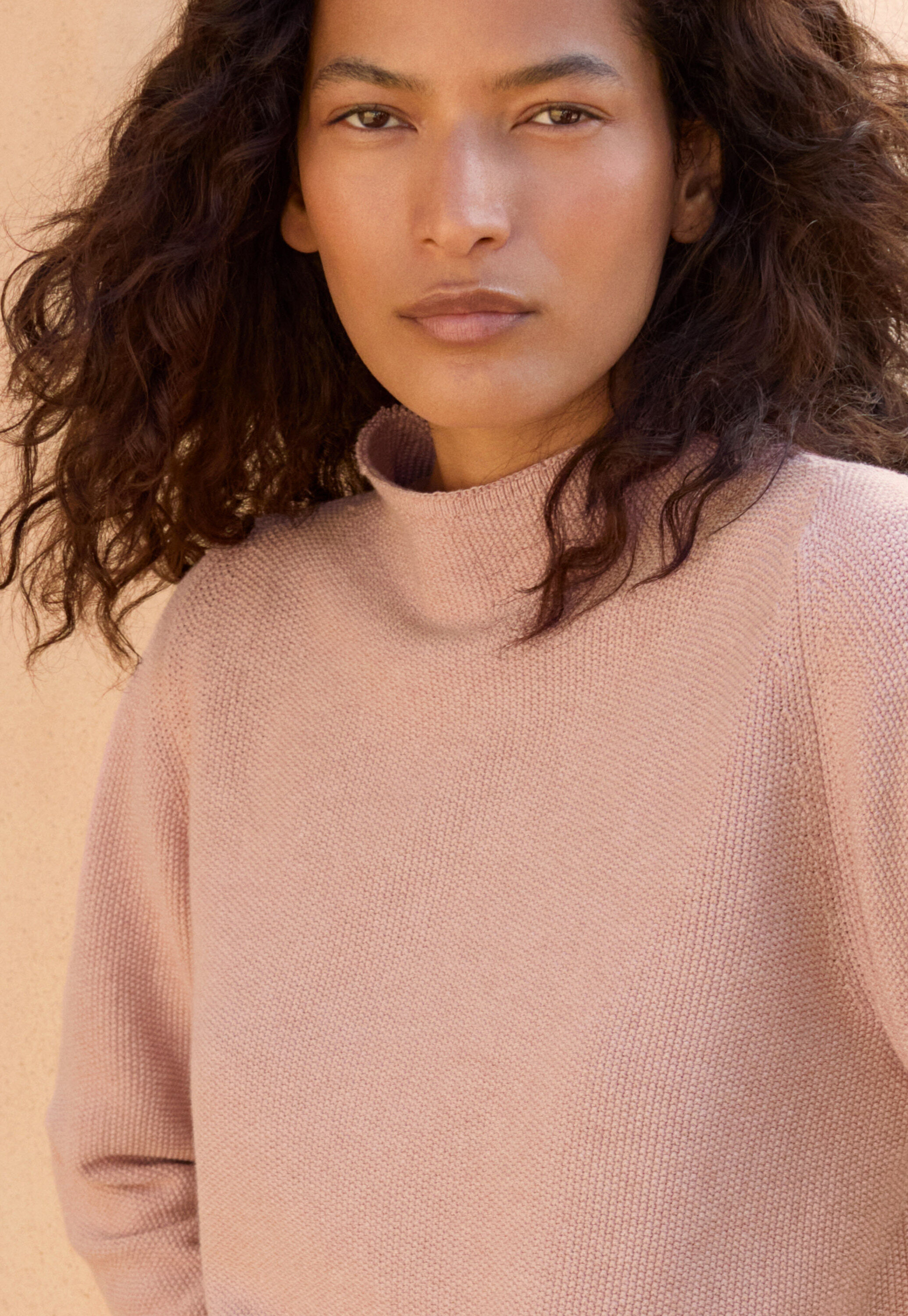 Funnel-neck sweater, Shell rose, large