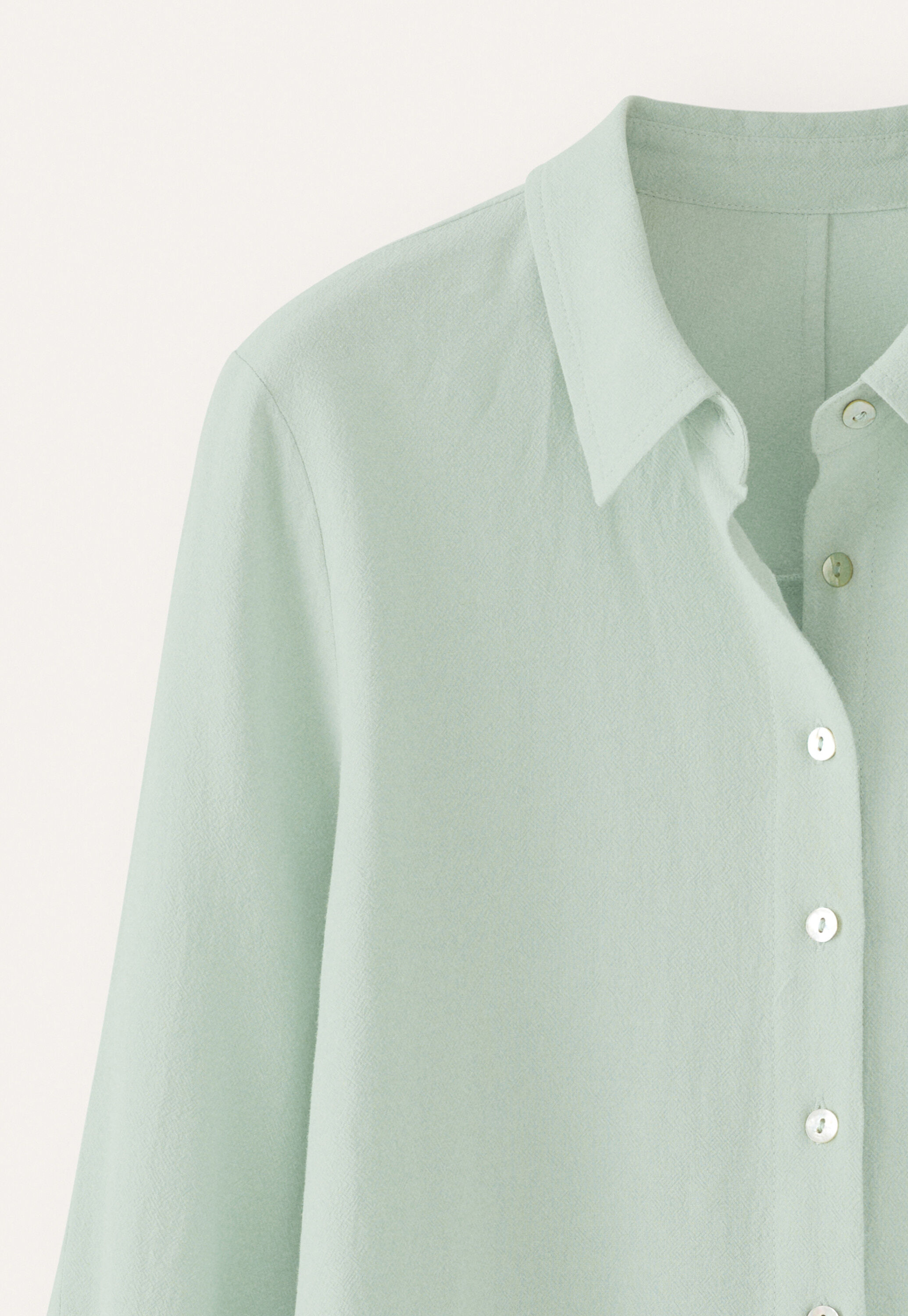 Curved-sleeve blouse, Aqua mint, large
