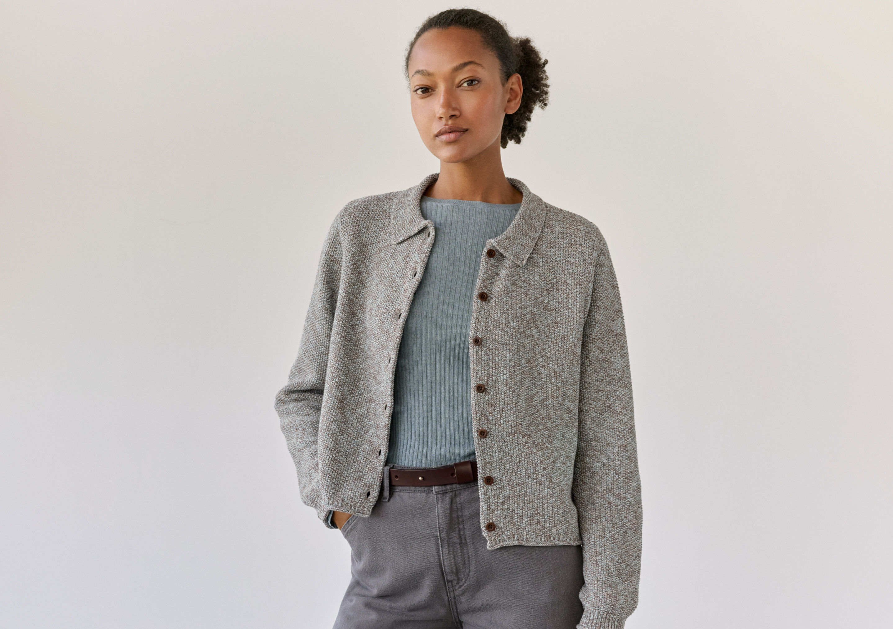 Moss-stitch cardigan