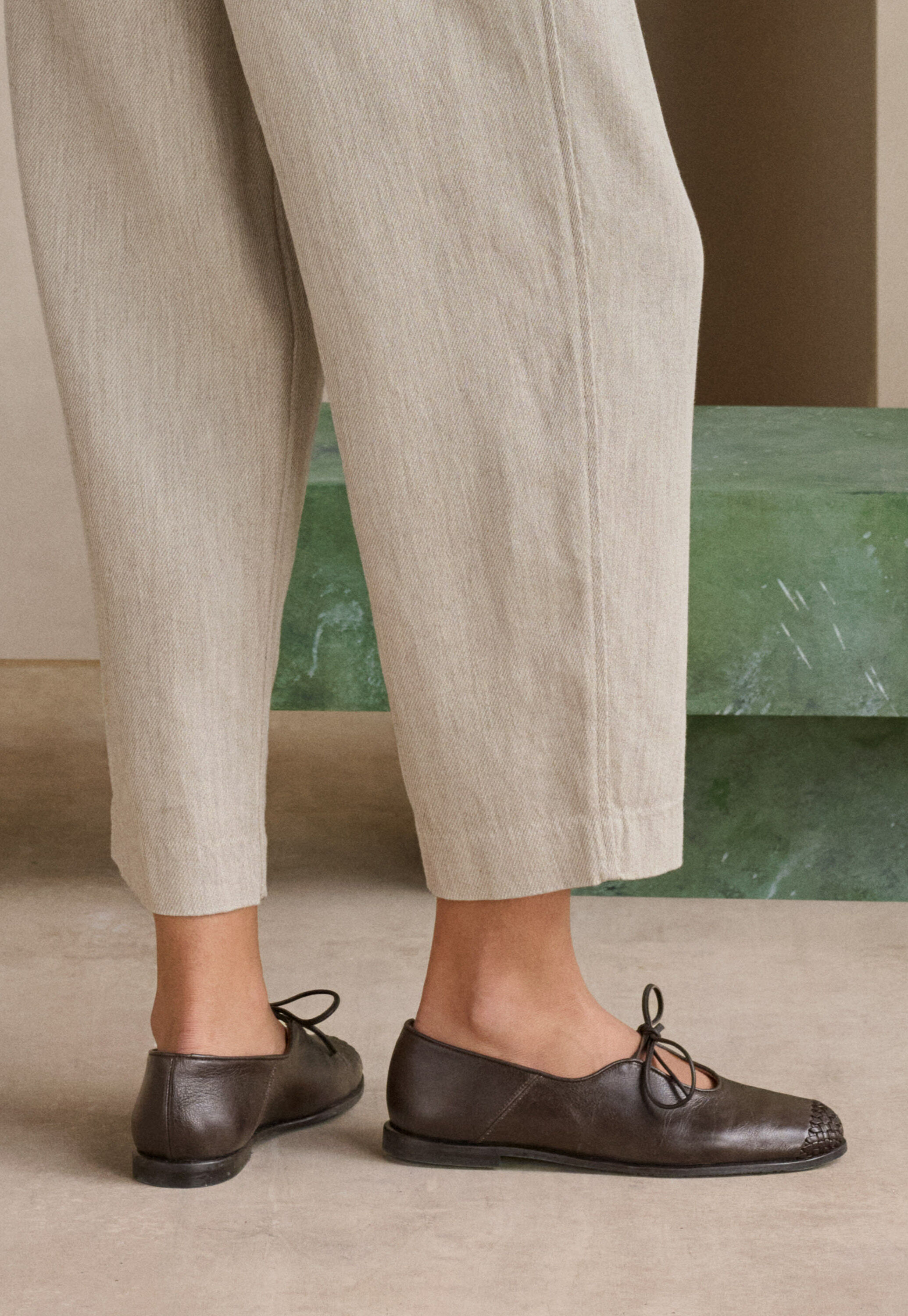 Tie-front shoes, Dark brown, large