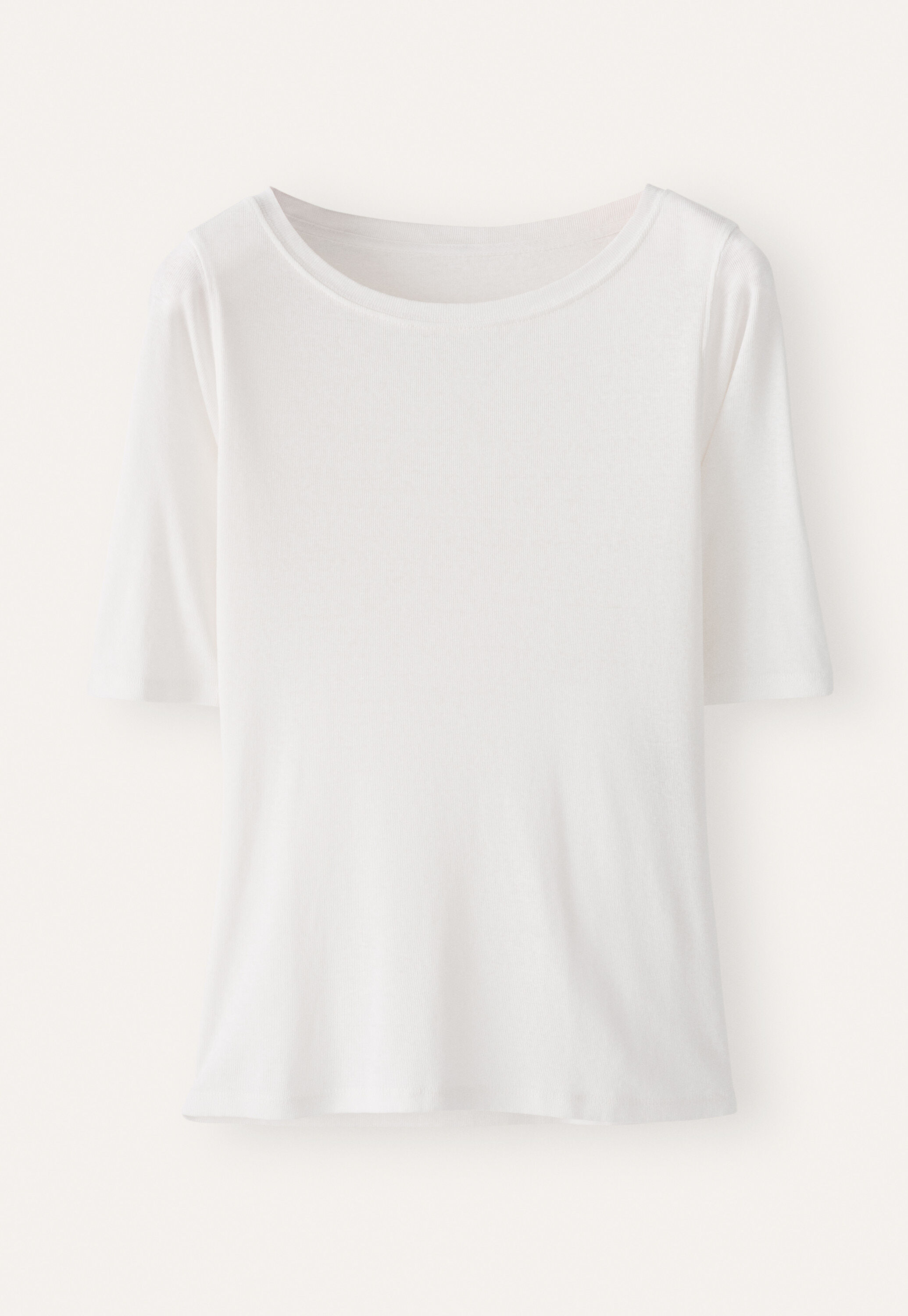 Ribbed jersey top, Ecru, large