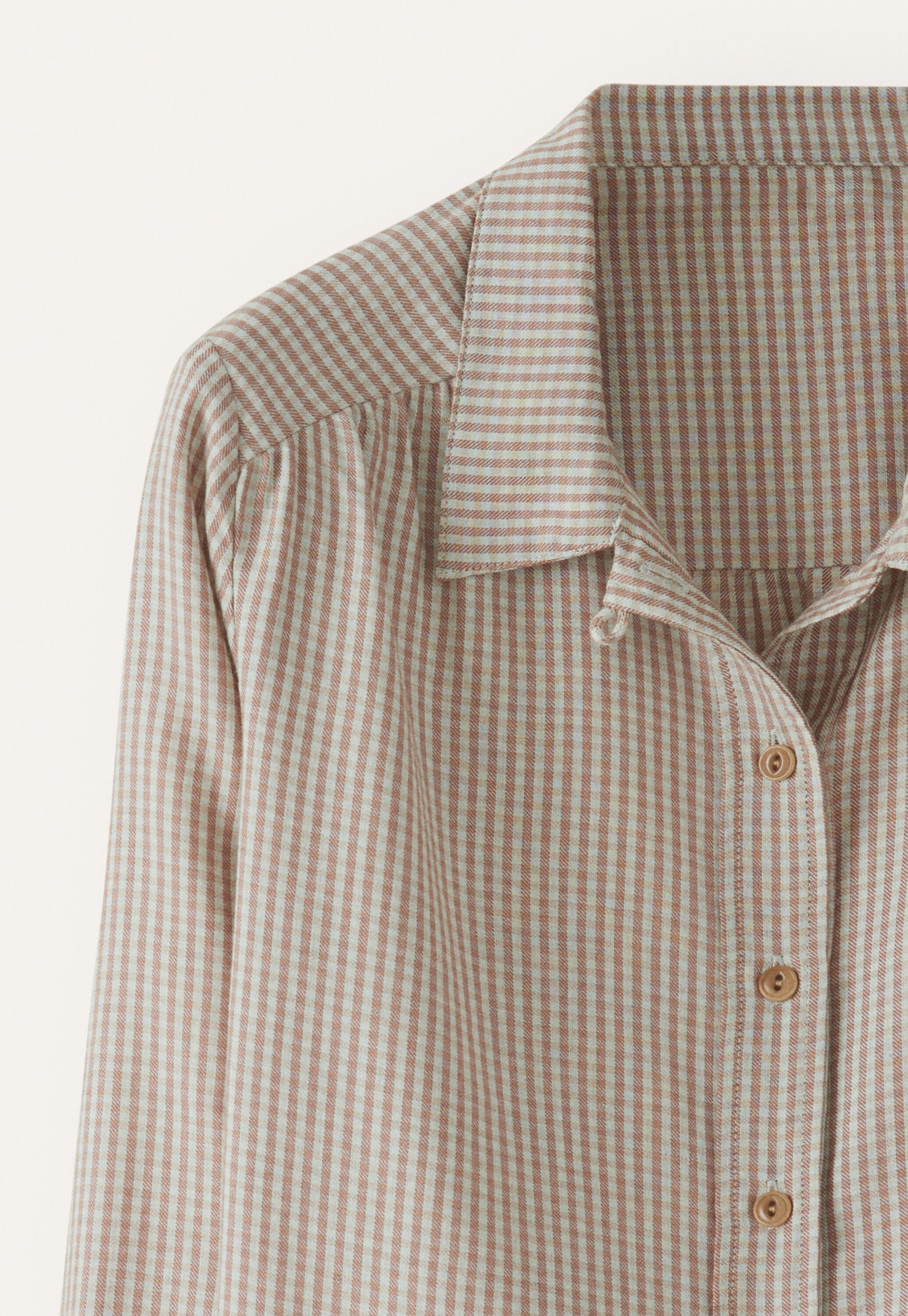 Checked blouse, Mint taupe, large
