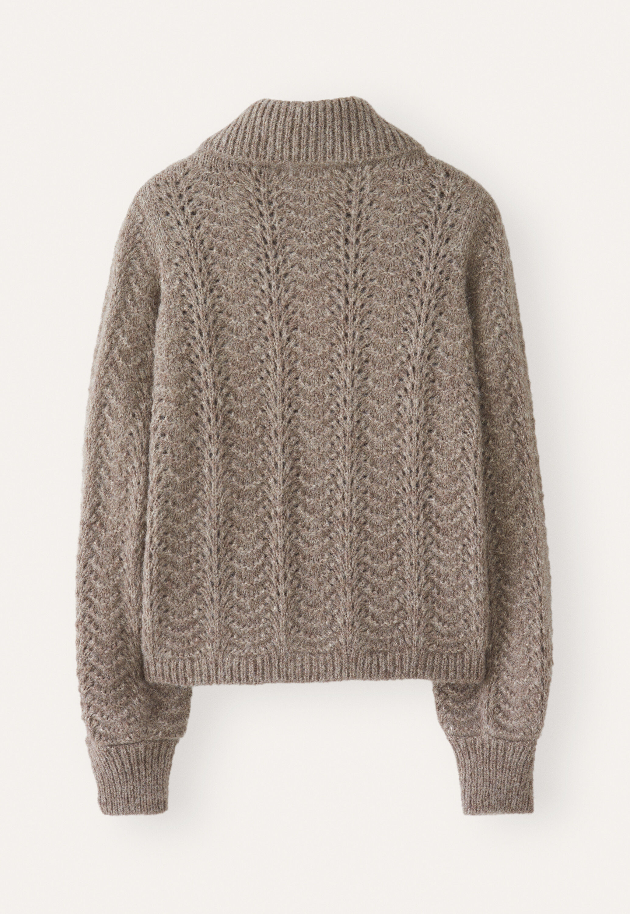 Pointelle cardigan, Brown taupe, large
