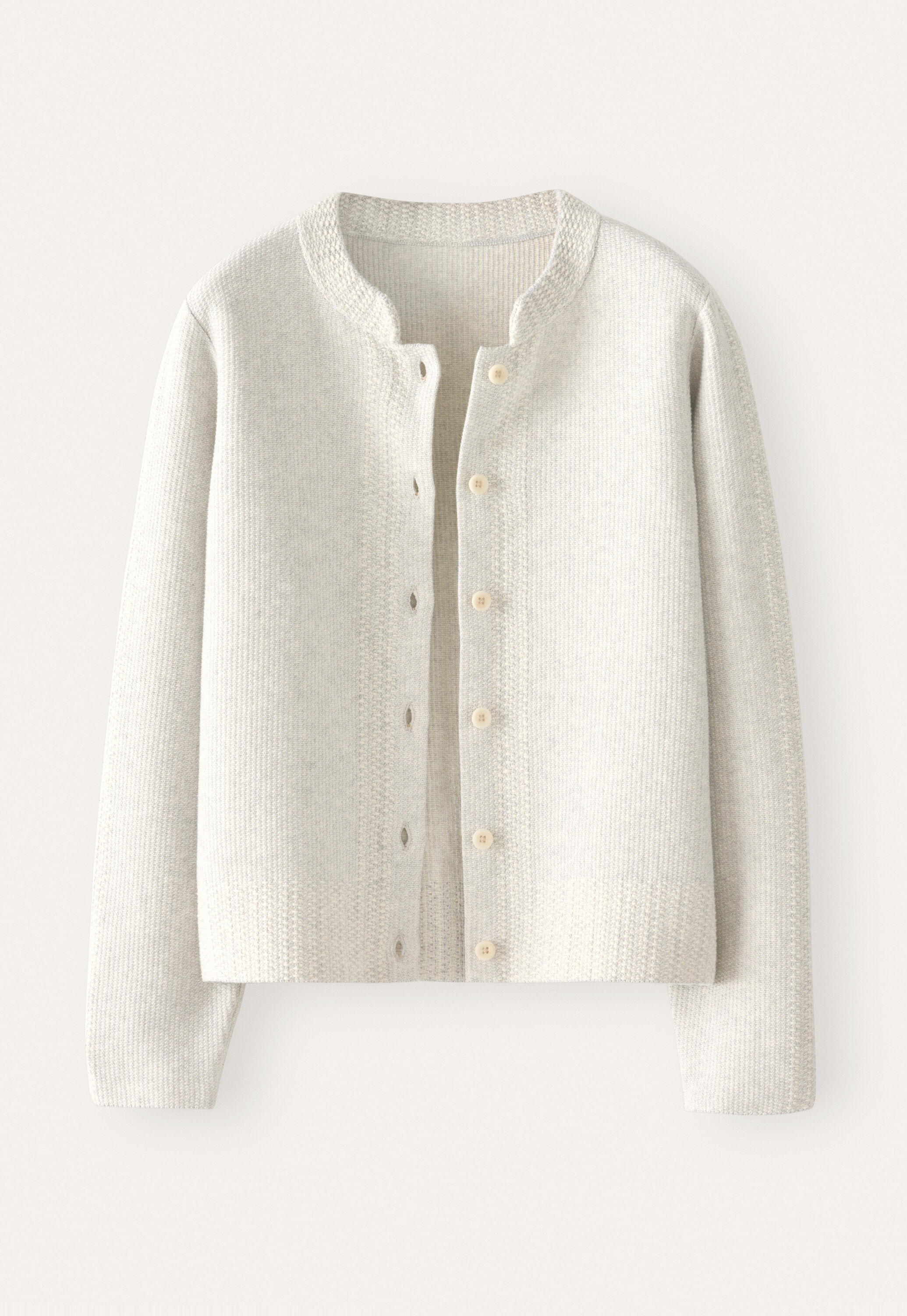 Inlay-stitch cardigan, Pale grey, large