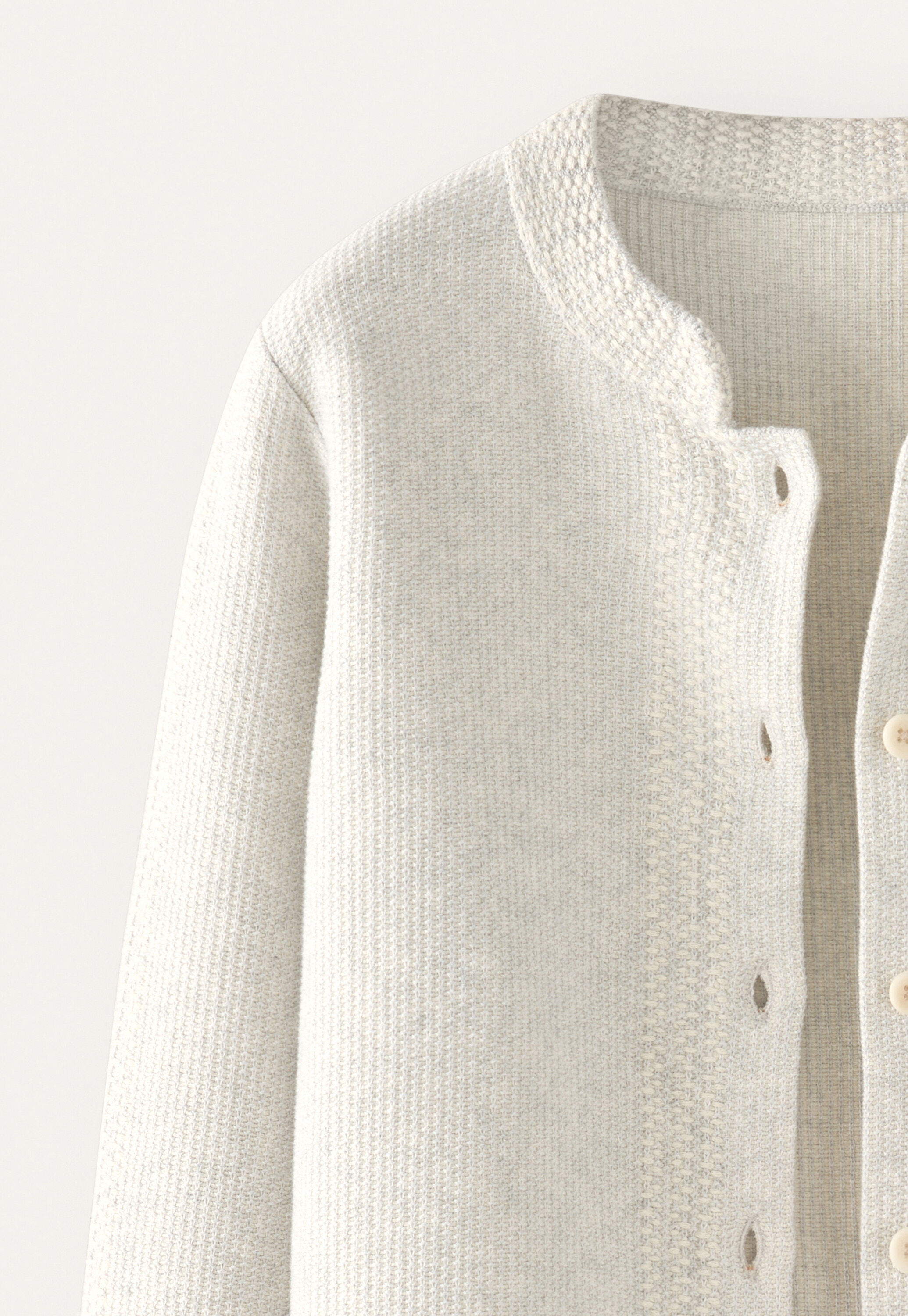 Inlay-stitch cardigan, Pale grey, large