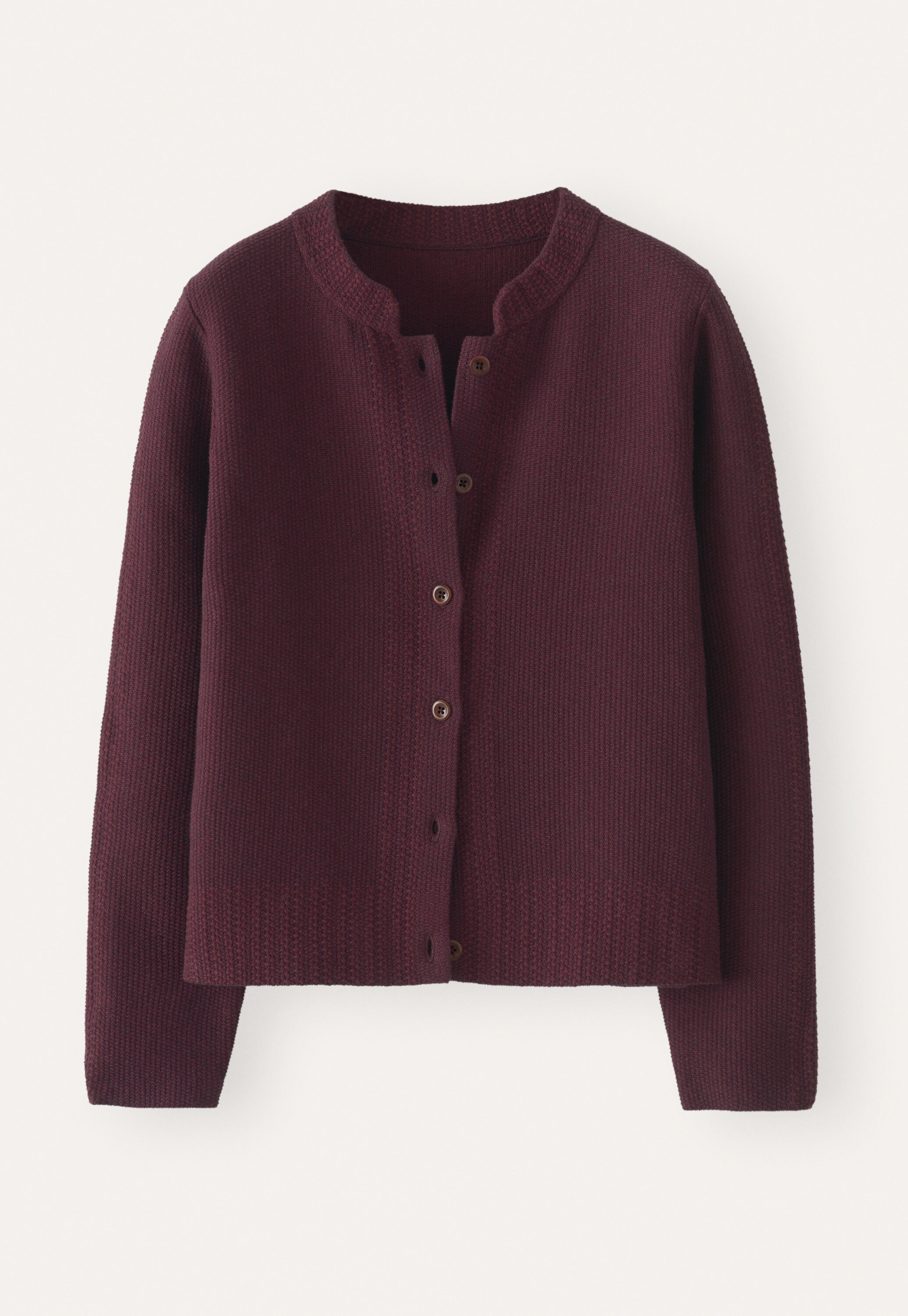 Inlay-stitch cardigan, Blackberry, large